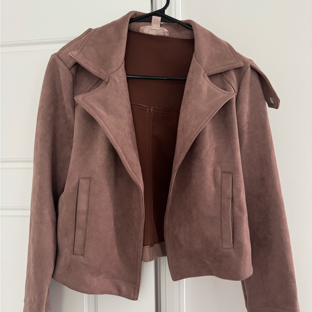 Philosophy sued cropped blazer style jacket